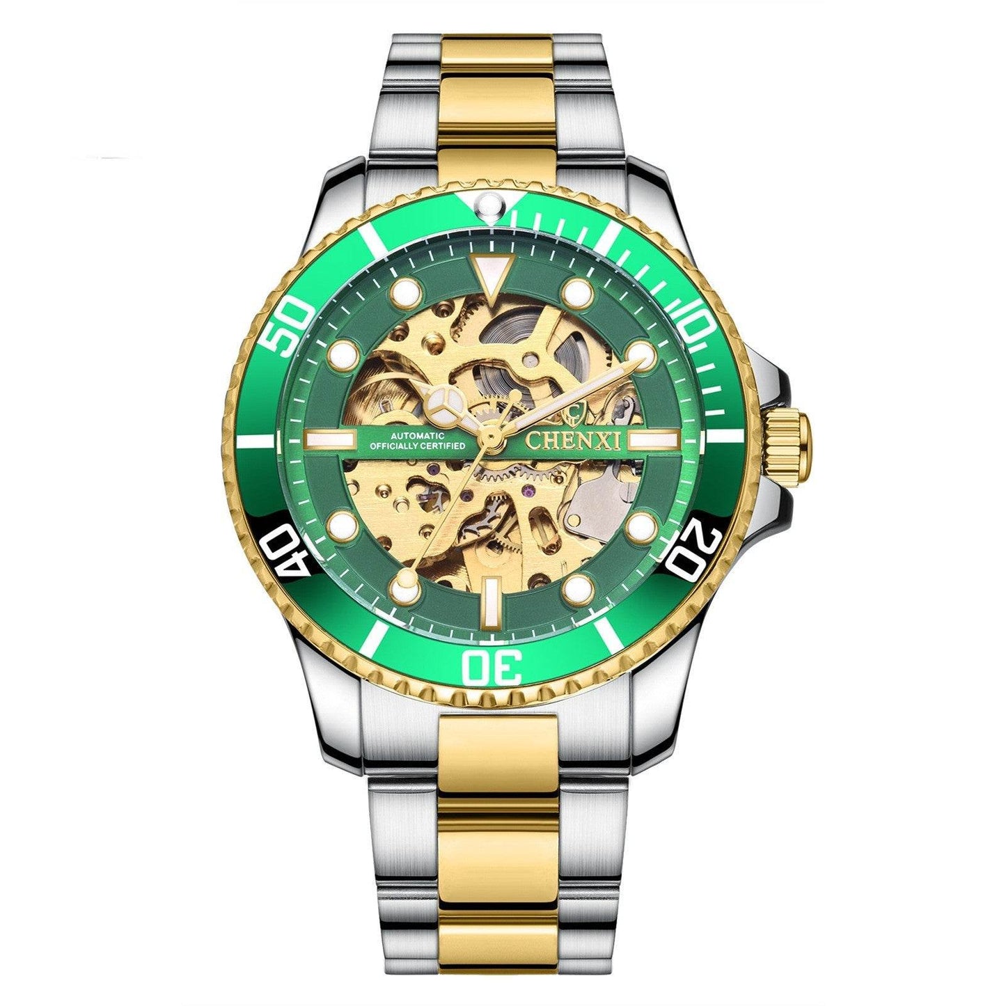 Buycenter Waterproof Men's Mechanical Watch - Stylish Gold and Black Design - Buy Center
