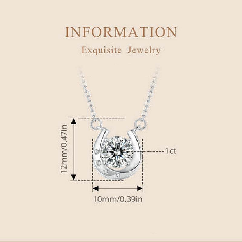 Buycenter Women's Moissanite Horseshoe Necklace - Light Luxury Silver Design - Buy Center