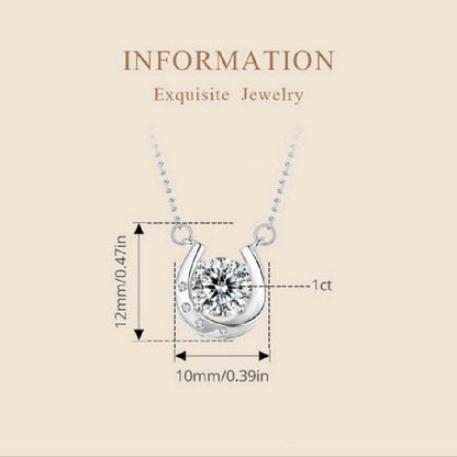 Buycenter Women's Moissanite Horseshoe Necklace - Light Luxury Silver Design - Buy Center