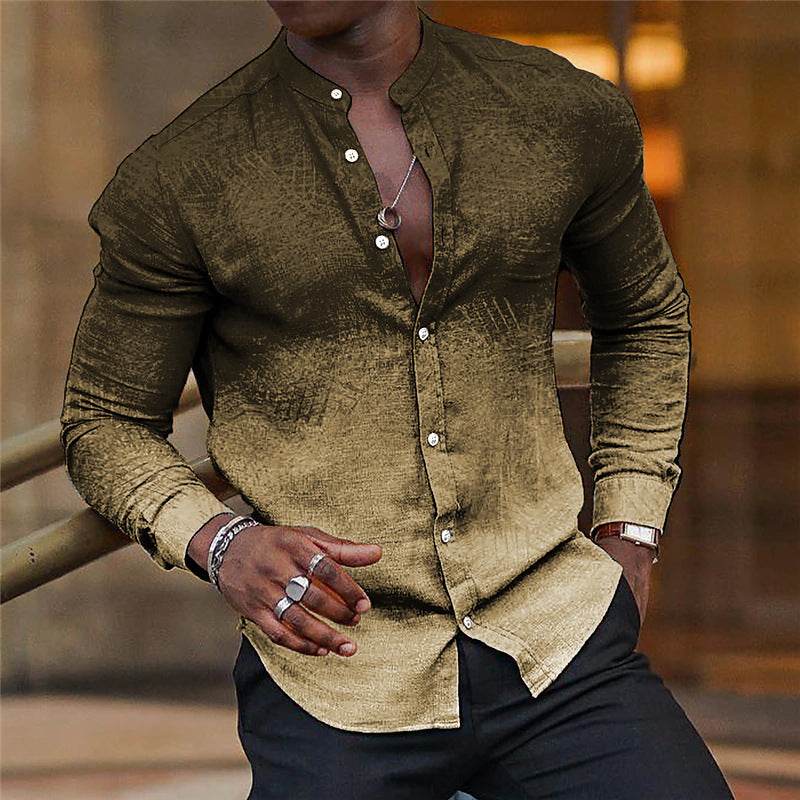 Gradient Men's Casual Long Sleeve Shirt - Slim Fit, Multiple Colors Available - Buy Center