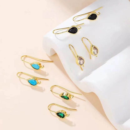 Minimalist Water Drop Zircon Hook Earrings - Elegant Copper Design - Buy Center