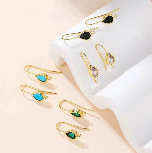 Minimalist Water Drop Zircon Hook Earrings - Elegant Copper Design - Buy Center