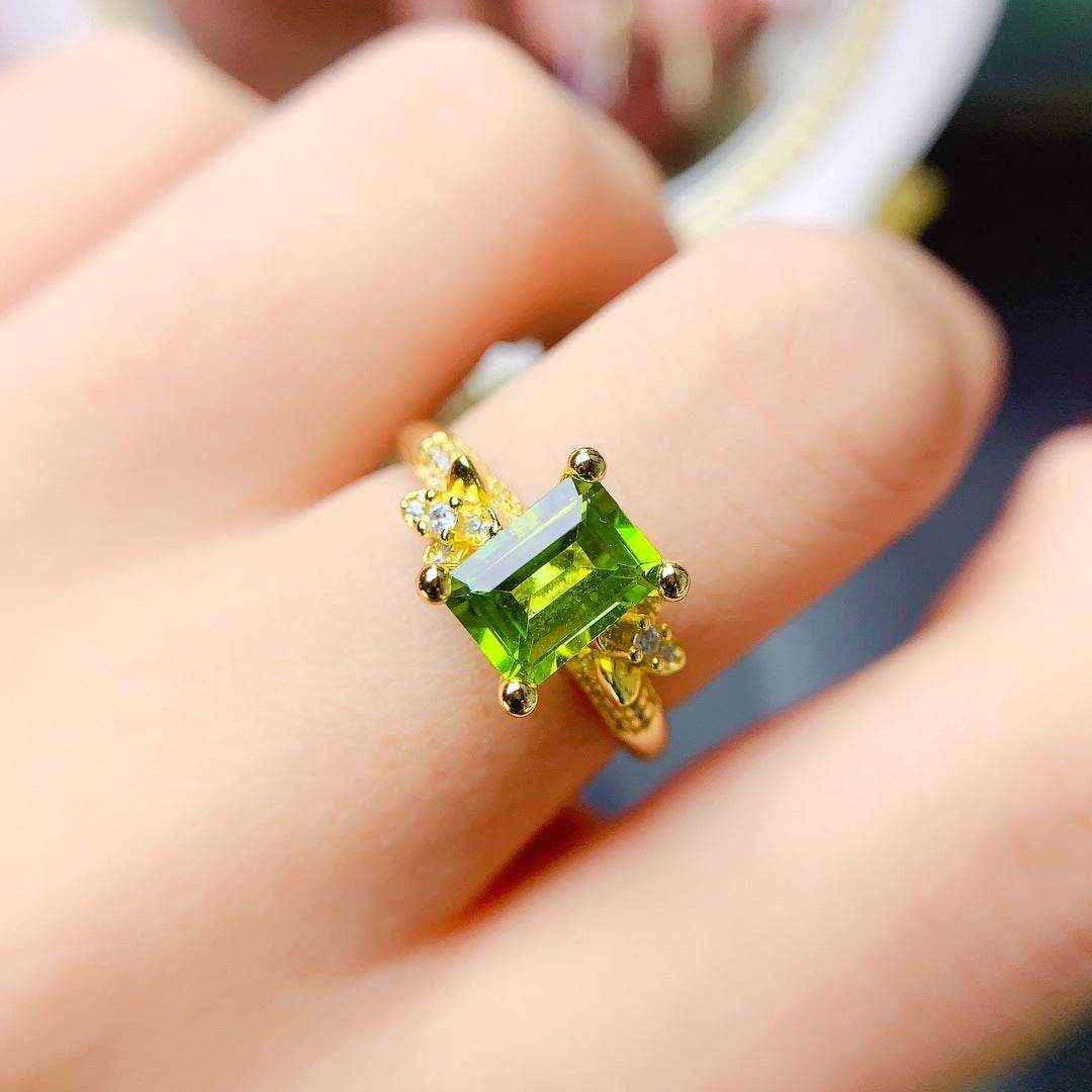 Buycenter Natural Peridot Ring - S925 Silver Polished Jewelry - Buy Center