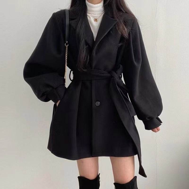 Hepburn Style Women's Woolen Coat - Slim Fit, Solid Color Elegance - Buy Center