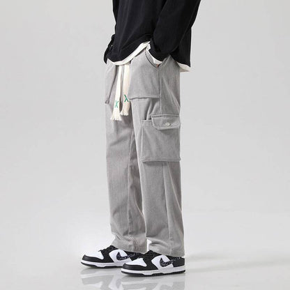 Men's Loose Cargo Pants - Multi-Pocket Casual Style in Black, Green, Grey - Buy Center