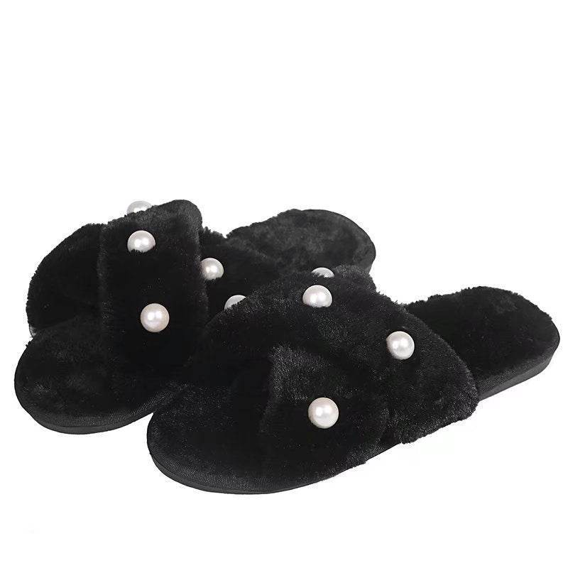 Buycenter Women's Pearl Cross Slippers - Cozy Indoor/Outdoor Footwear - Buy Center