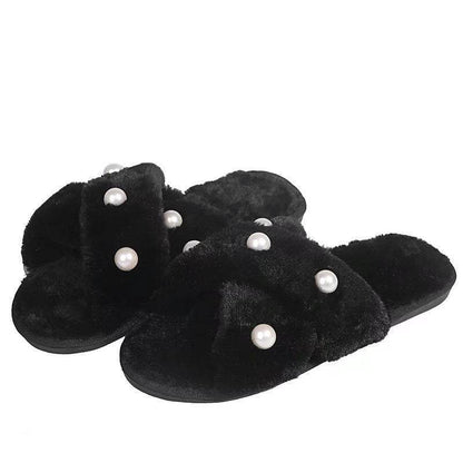 Buycenter Women's Pearl Cross Slippers - Cozy Indoor/Outdoor Footwear - Buy Center