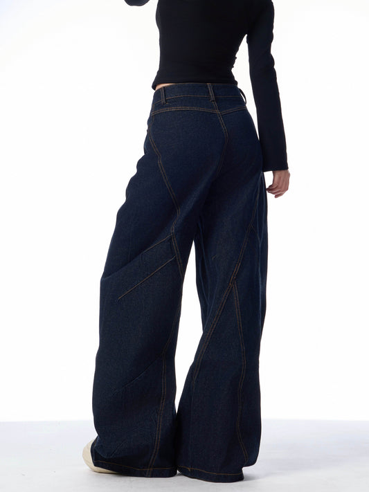 Multi-Row Buttonhole Denim Pants - Stylish Wide Leg Women’s Jeans - Buy Center