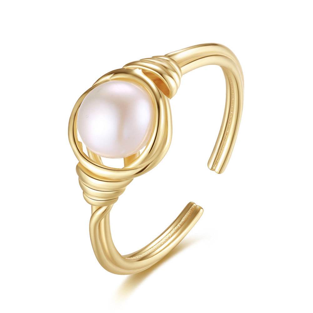 Elegant 925 Silver Baroque Freshwater Pearl Ring - Modern Stylish Design - Buy Center