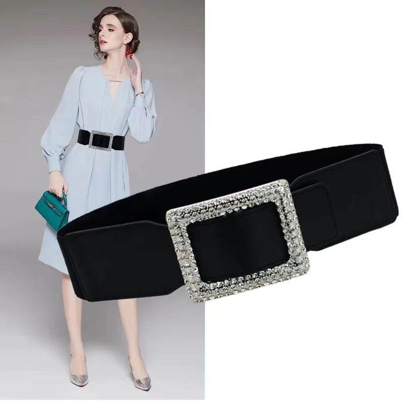 Stylish Wide Belt with Square Buckle - Bohemian & Retro Chic Accessory - Buy Center