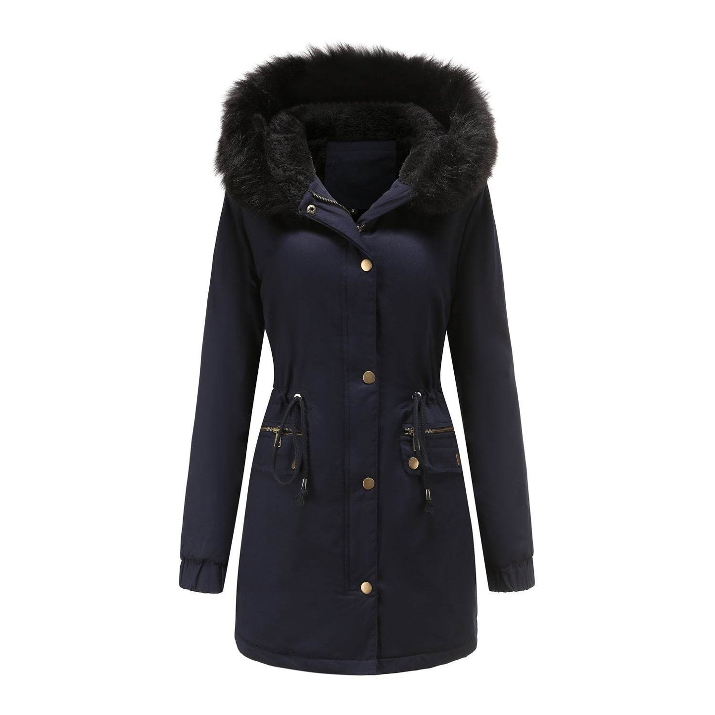 Women's Mid-Length Fur Collar Coat - Stylish Padded Jacket for Commuting - Buy Center