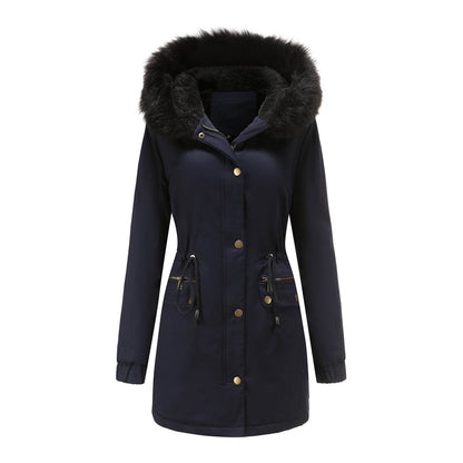 Women's Mid-Length Fur Collar Coat - Stylish Padded Jacket for Commuting - Buy Center