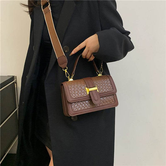 Woven Solid Color Crossbody Bag - Stylish Small Square Clutch 2025 - Buy Center