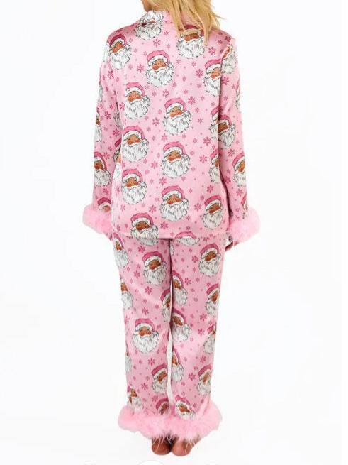 Buycenter Women's Satin Santa Claus Pajama Suit - Casual Jumpsuit Style - Buy Center