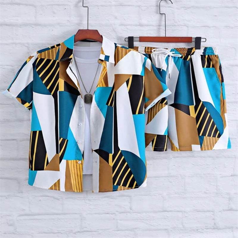 Buycenter Men's Casual Short Sleeve Shirt & Shorts Beach Suit - Buy Center