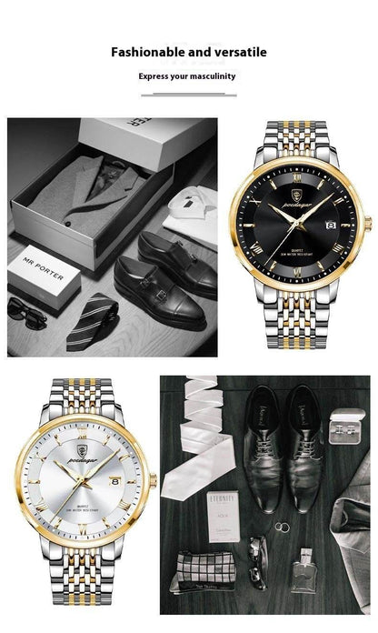 Men's Waterproof Quartz Watch - Luminous Display & Calendar Function - Buy Center