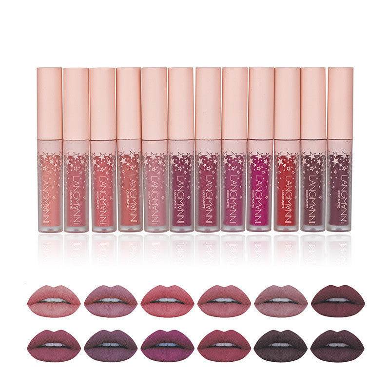 Matte Lip Gloss Set - 12 Long-Lasting Shades, No Stick, No Fade - Buy Center