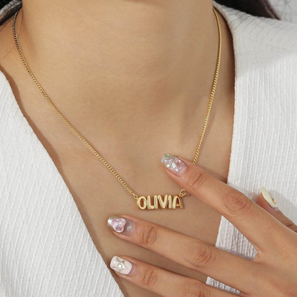 Personalized 3D Bubble Name Necklace - Custom Stainless Steel Jewelry - Buy Center