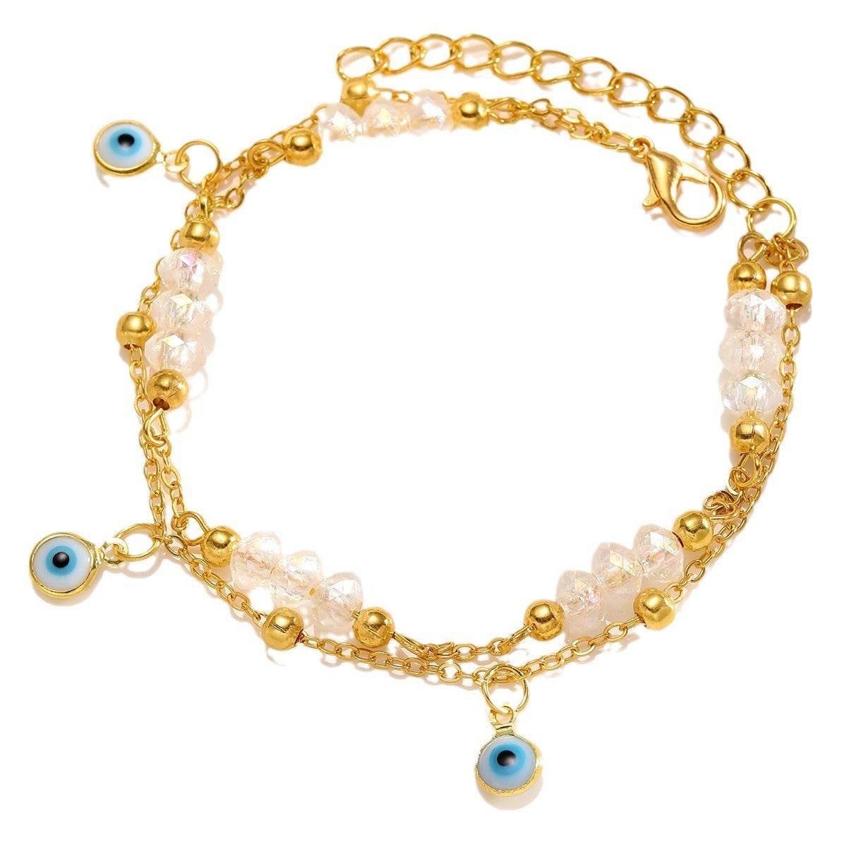 Women's Gold Multi-layer Beaded Anklet Set - Trendy Beach Body Jewelry - Buy Center