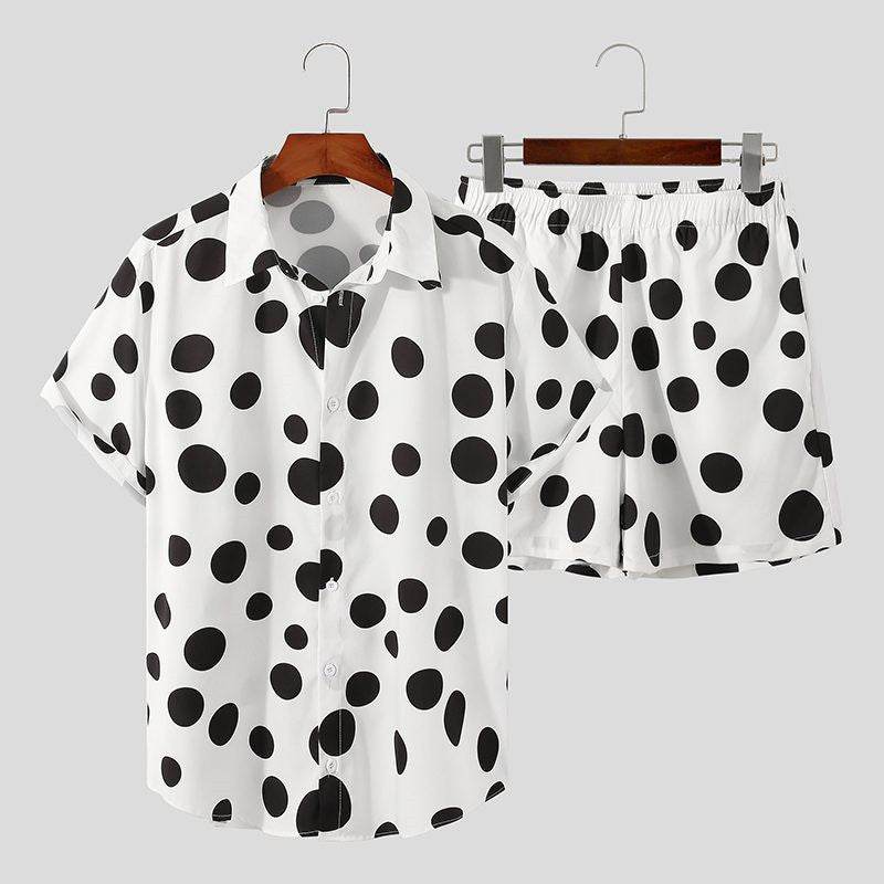 Oversized Hawaiian Beach Print Casual Shirt Set - Stylish Men’s Pajamas - Buy Center