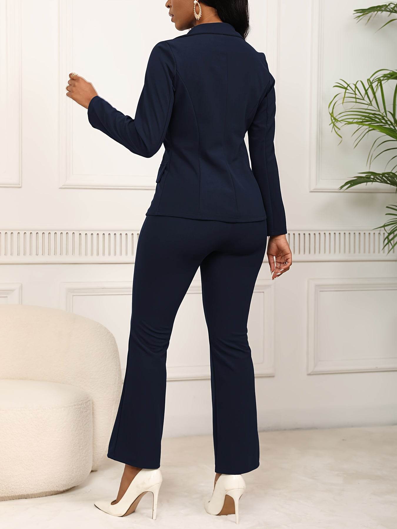 Elegant Chic Women's Work Suit Set - Long Sleeve Blazer & Pants - Buy Center