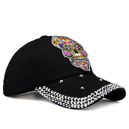 Korean Style Skull Embroidery Baseball Cap - Adjustable & Breathable for Summer - Buy Center
