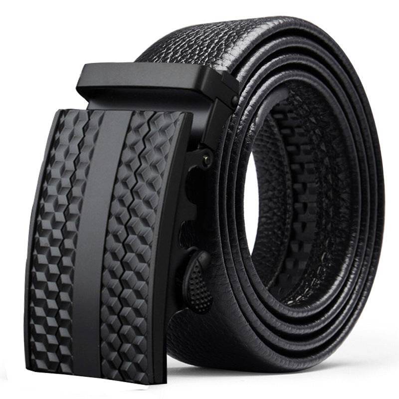 Fashion Casual Men's Leather Belt - Two-Layer Automatic Buckle Design - Buy Center