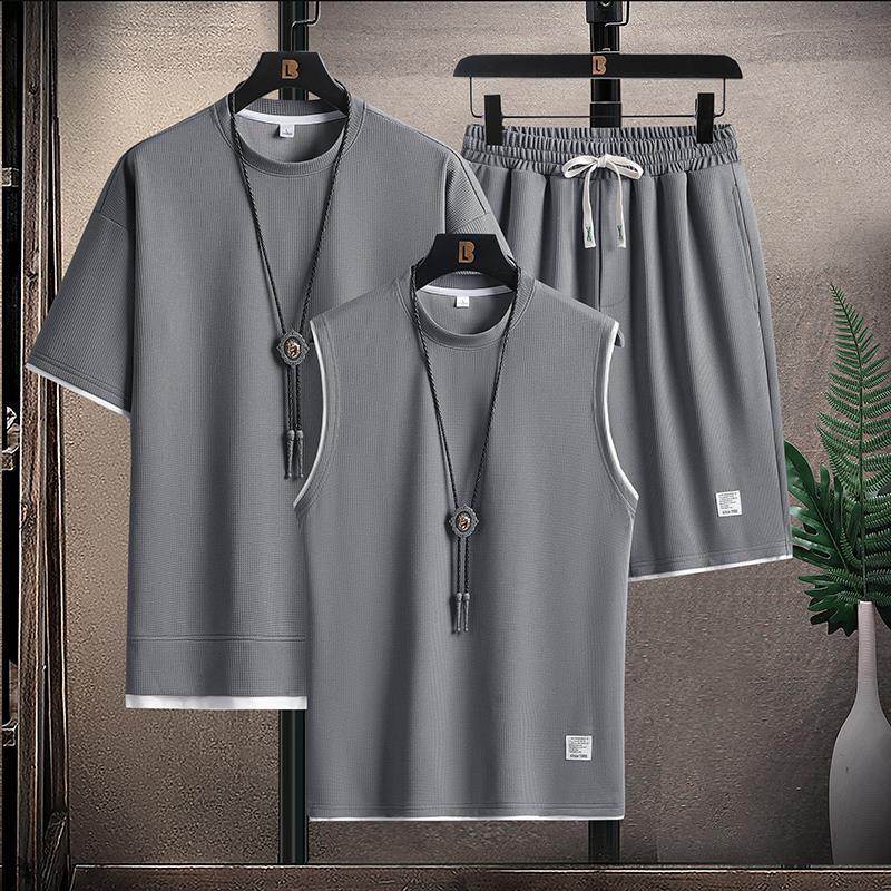 Buycenter Men's Summer Sports Suit - Short Sleeve Top & Shorts Set - Buy Center