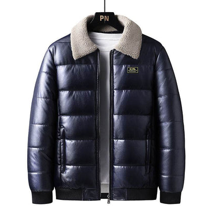 Trendy Men's Winter Jacket - Stylish PU Leather with Lapel Collar - Buy Center