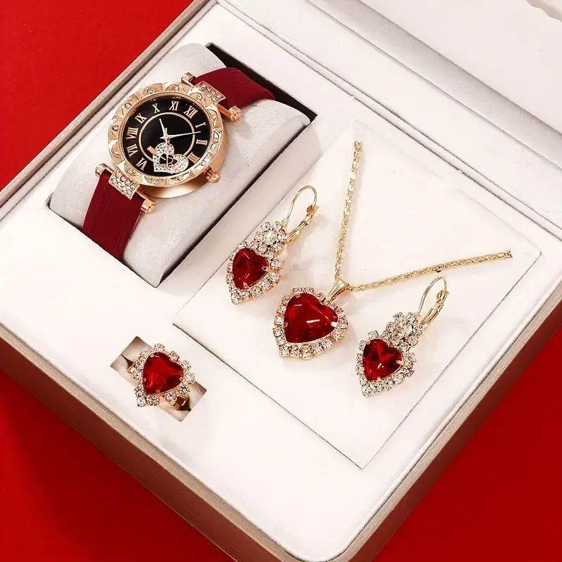 Women's Fashion Quartz Watch Set - Diamond Belt & Jewelry Accessories - Buy Center