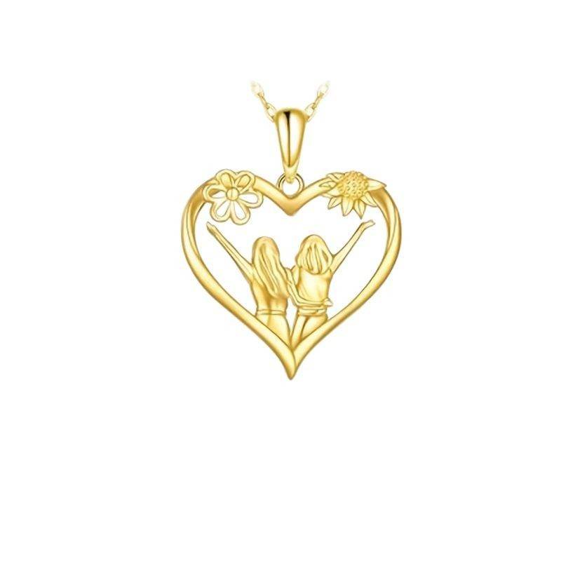 Buy Center Sunflower Heart Pendant Necklace - Gold Cross Chain for Women - Buy Center