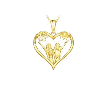 Buy Center Sunflower Heart Pendant Necklace - Gold Cross Chain for Women - Buy Center