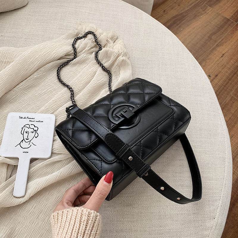 Hong Kong Style Women's Crossbody Bag - Soft PU, Diamond Pattern Design - Buy Center