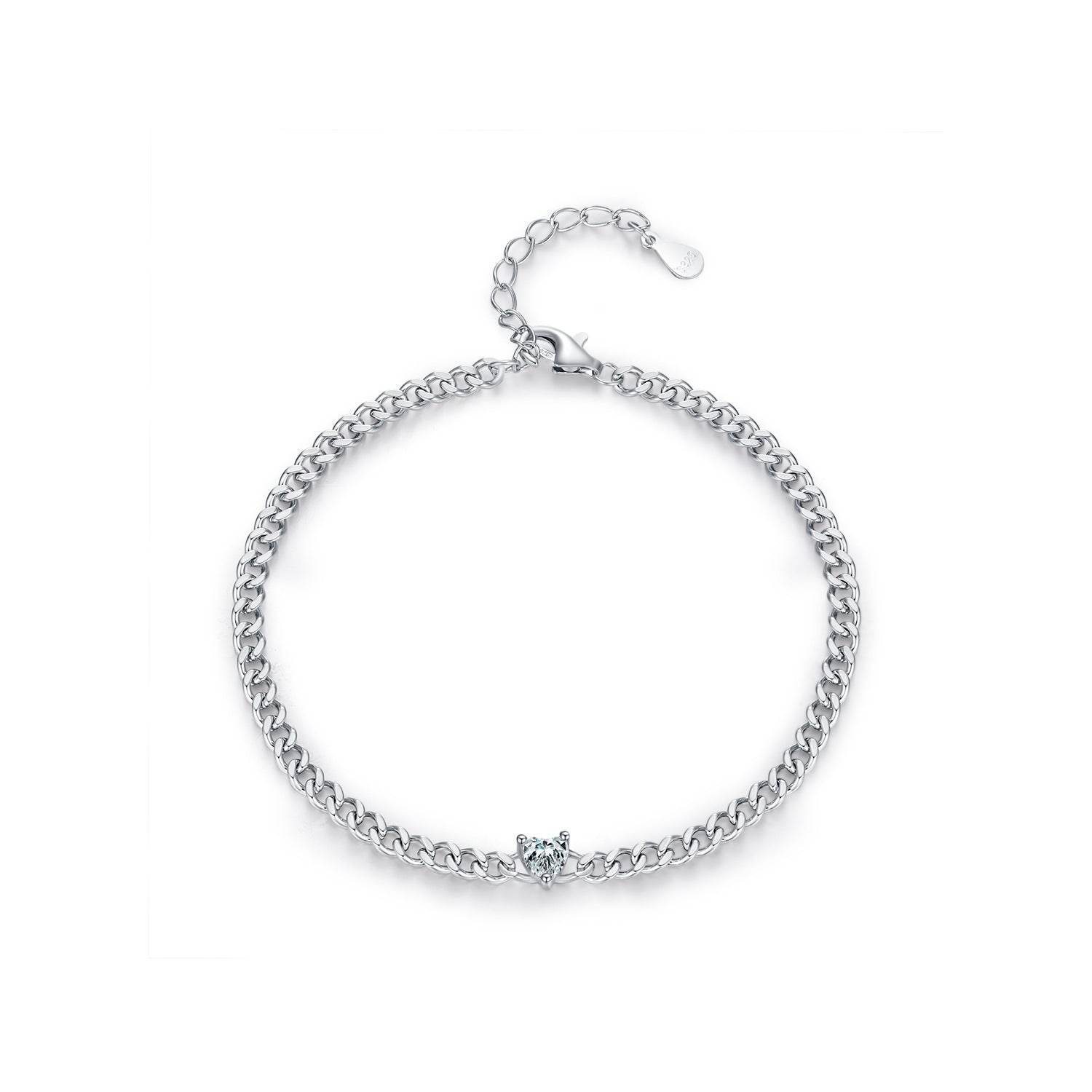 Elegant Heart Shaped Diamond Bracelet - S925 Silver for Women Gifts - Buy Center