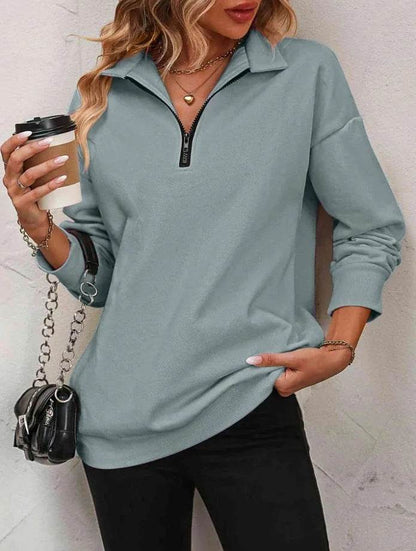 Buycenter Women's Fashion Pullover Sweatshirt - Long Sleeve Zipper Style - Buy Center