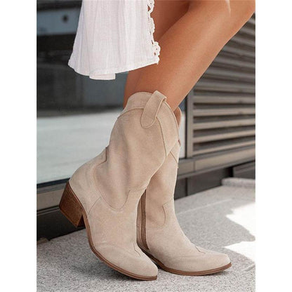 Buycenter Women's Mid Heel Boots - Ethnic Style, Chunky Heel Design - Buy Center