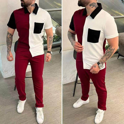 Buycenter Trendy Casual Sports Suit - Short-Sleeved Shirt & Trousers Set - Buy Center
