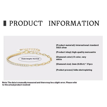 Moissanite Full Diamond Bracelet - High-Grade S925 Sterling Silver for All - Buy Center