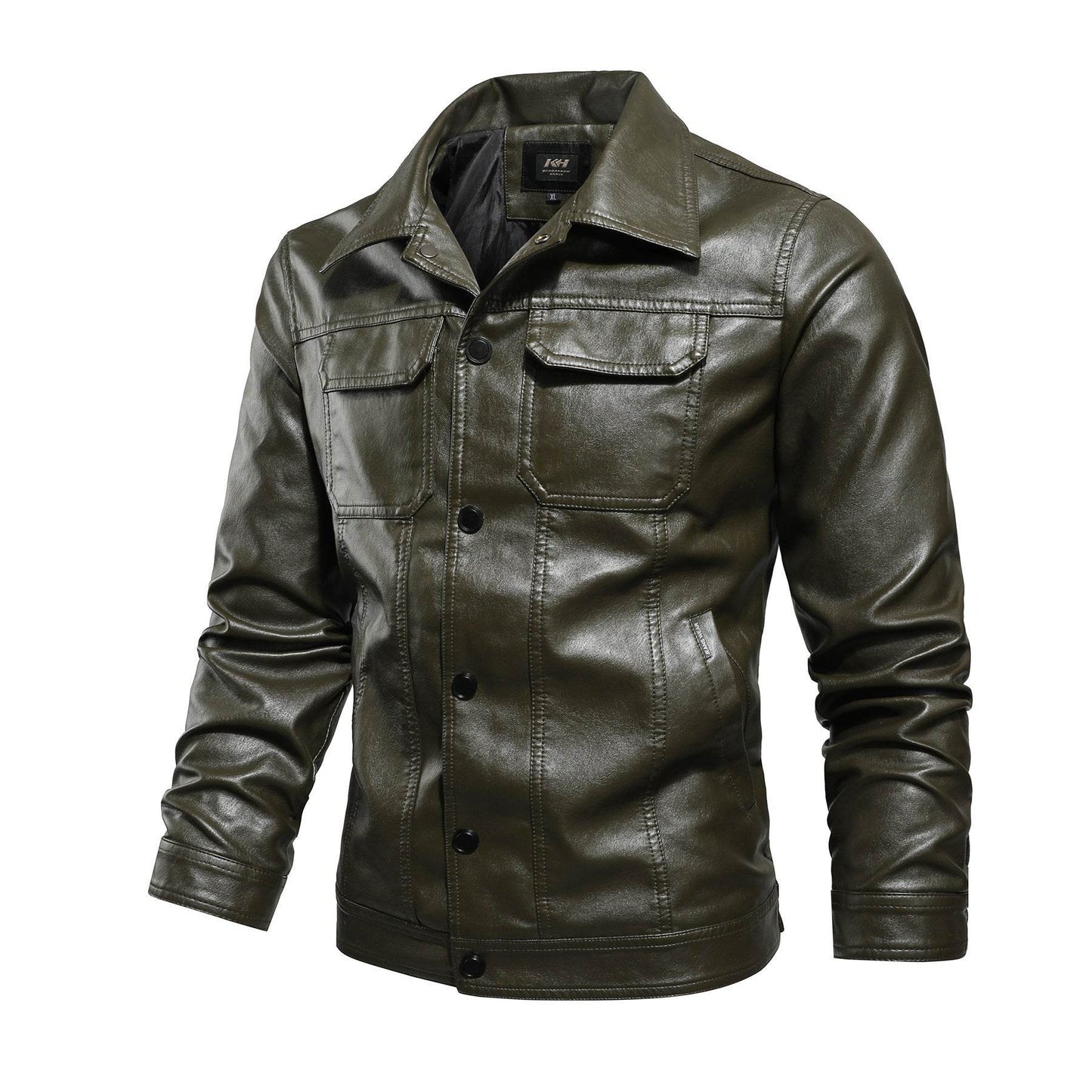 Men's Genuine Leather Jacket - Stylish Casual Workwear in Green, Black, Burgundy - Buy Center