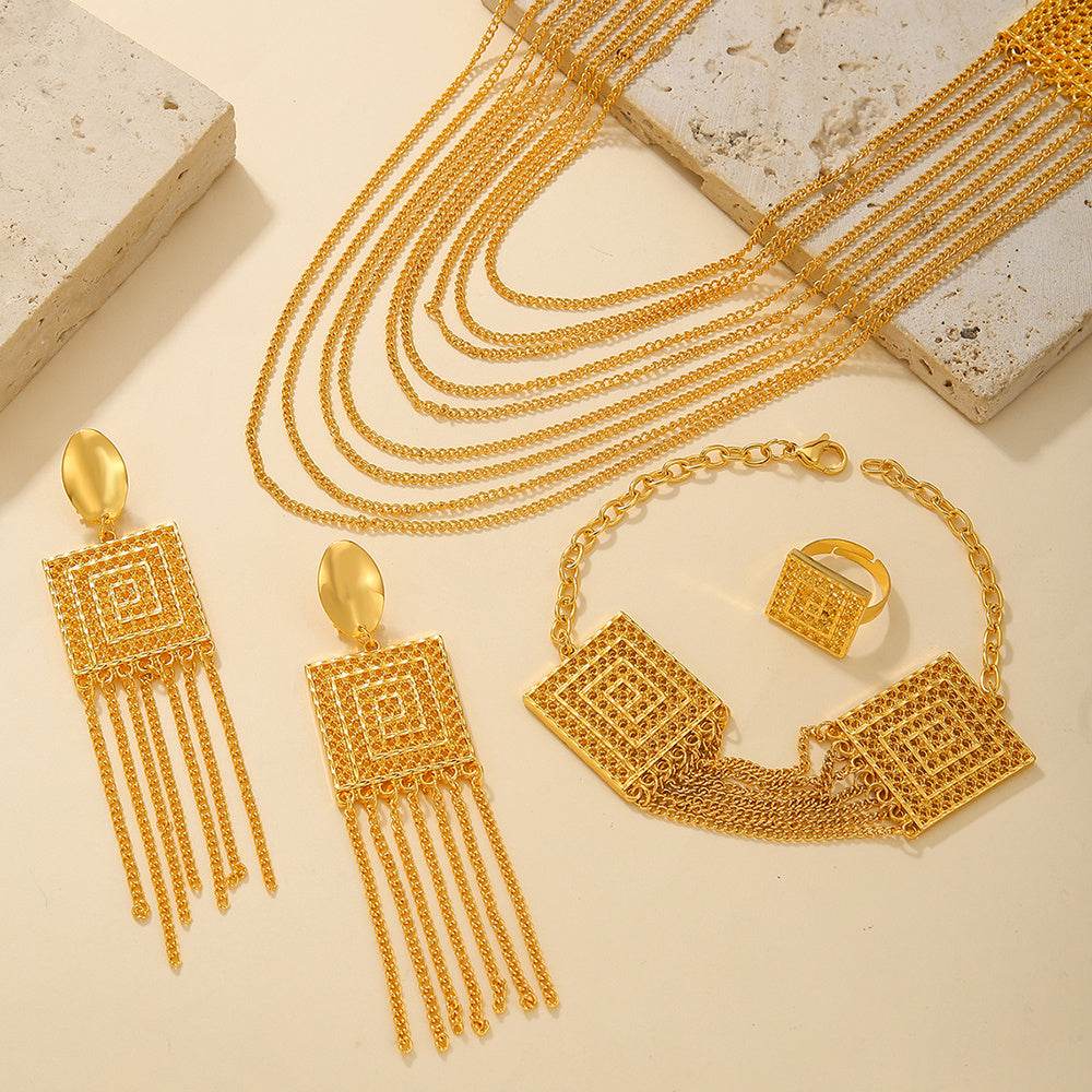 Elegant 5pcs Gold Plated Jewelry Set - Perfect for Weddings & Holidays - Buy Center