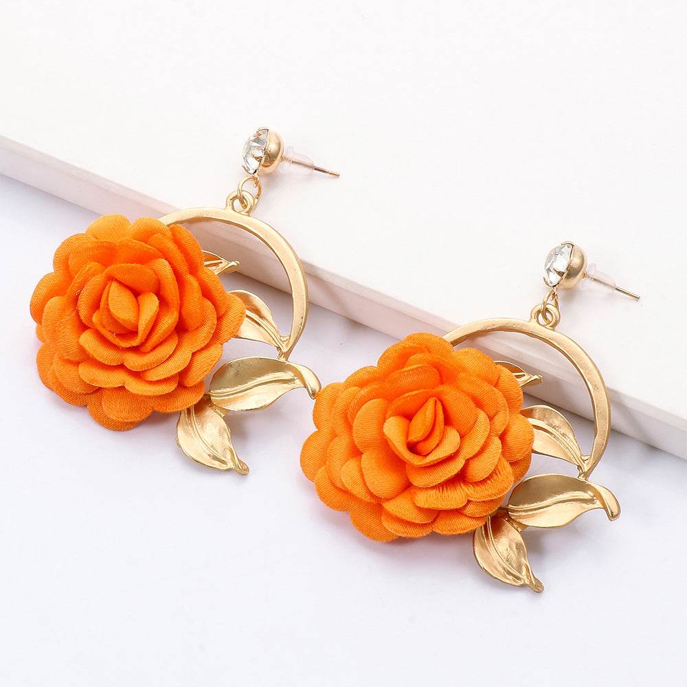 Colorful Ear Hanging Cloth Flower Earrings - Trendy Modern Styles 2025 - Buy Center