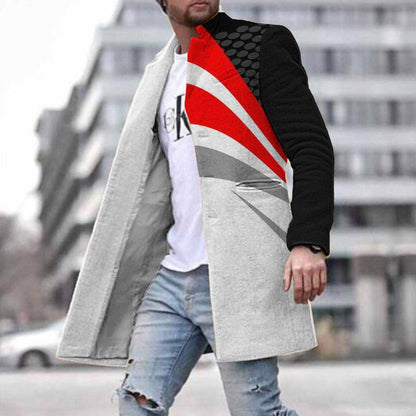 3D Digital Printed Men's Woolen Coat - Stylish Autumn Trench Jacket 2025 - Buy Center