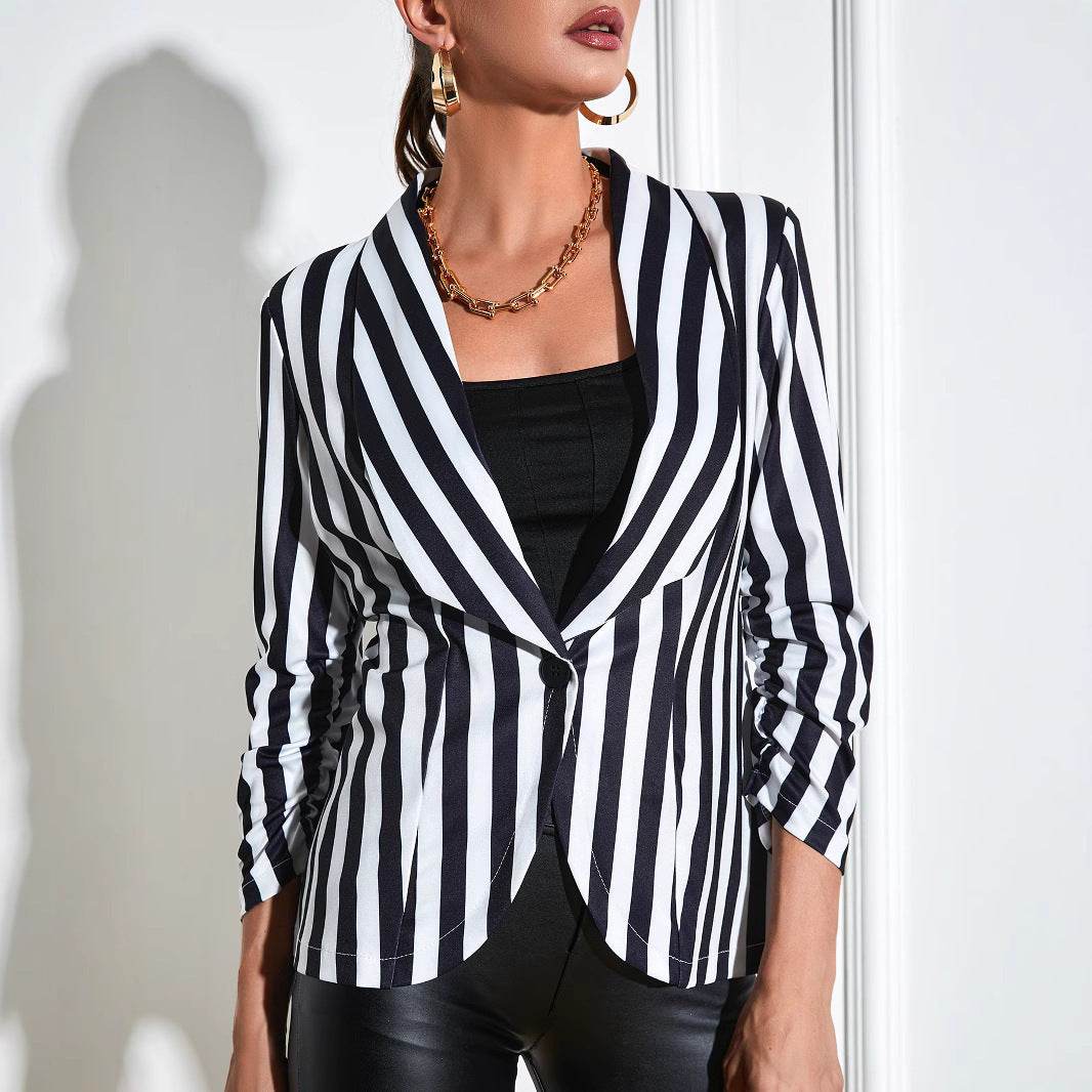 Buycenter Cropped Casual Jacket - Slim Fit 3/4 Sleeve Fashion - Buy Center