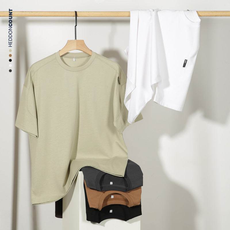 Men's Pure Cotton Short Sleeve T-Shirt - Solid Color, Japanese Style - Buy Center