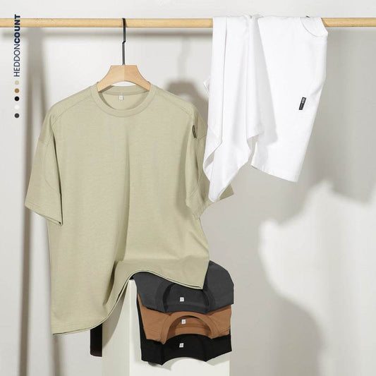 Men's Pure Cotton Short Sleeve T-Shirt - Solid Color, Japanese Style - Buy Center