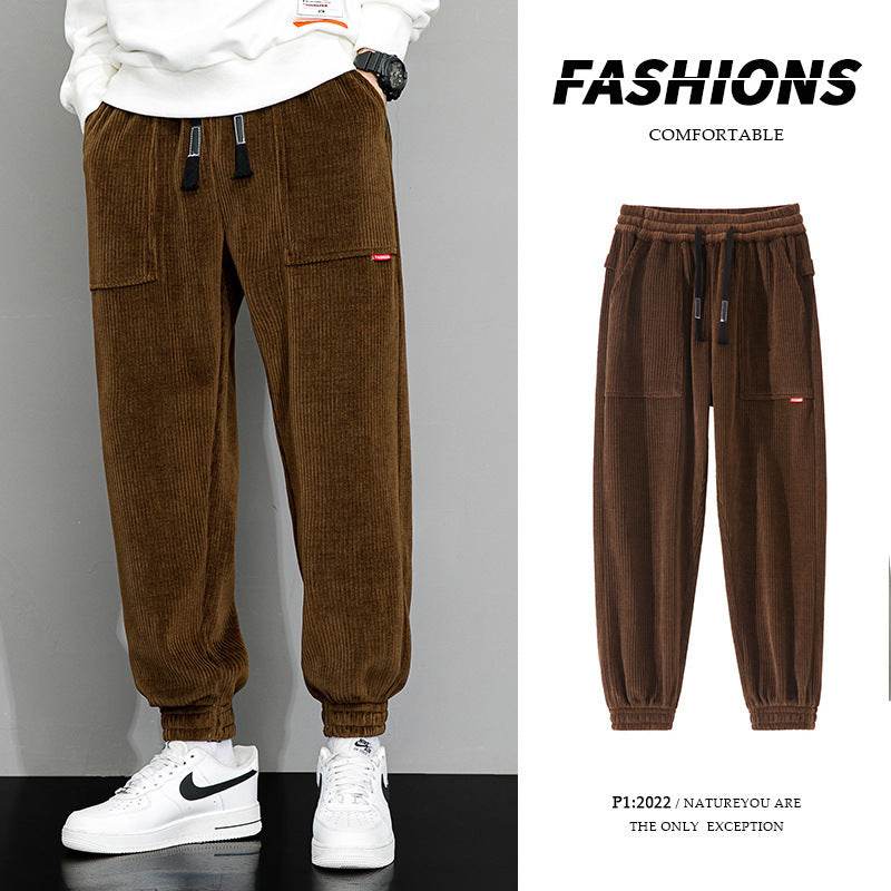 Men's Plus-Size Corduroy Casual Pants - Loose Wide Leg for Autumn Style - Buy Center