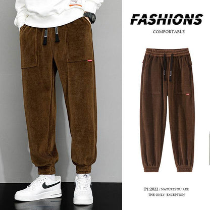 Men's Plus-Size Corduroy Casual Pants - Loose Wide Leg for Autumn Style - Buy Center