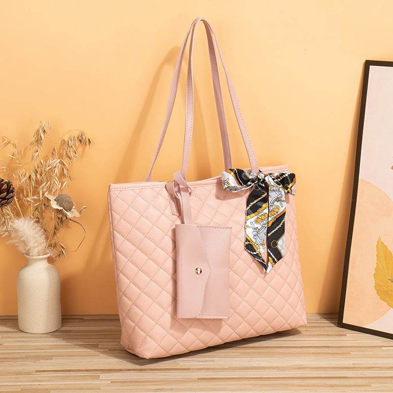 Buycenter Large Capacity Tote Bag - Women's Diamond Plaid Design - Buy Center