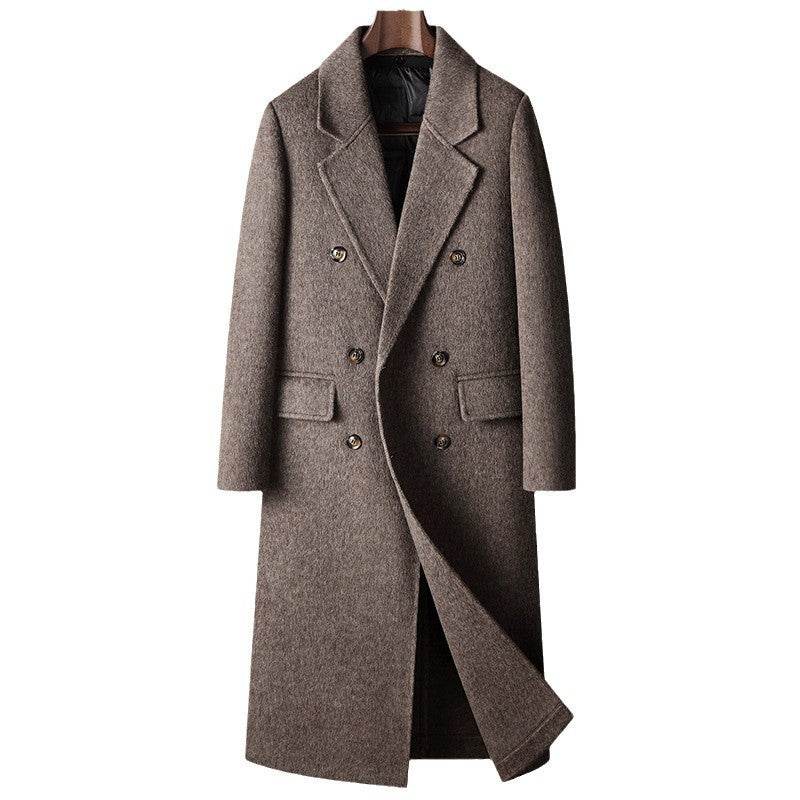 Men's Woolen Coat - Stylish Camel & Gray for Autumn Winter Warmth - Buy Center