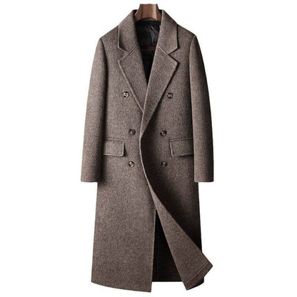Men's Woolen Coat - Stylish Camel & Gray for Autumn Winter Warmth - Buy Center